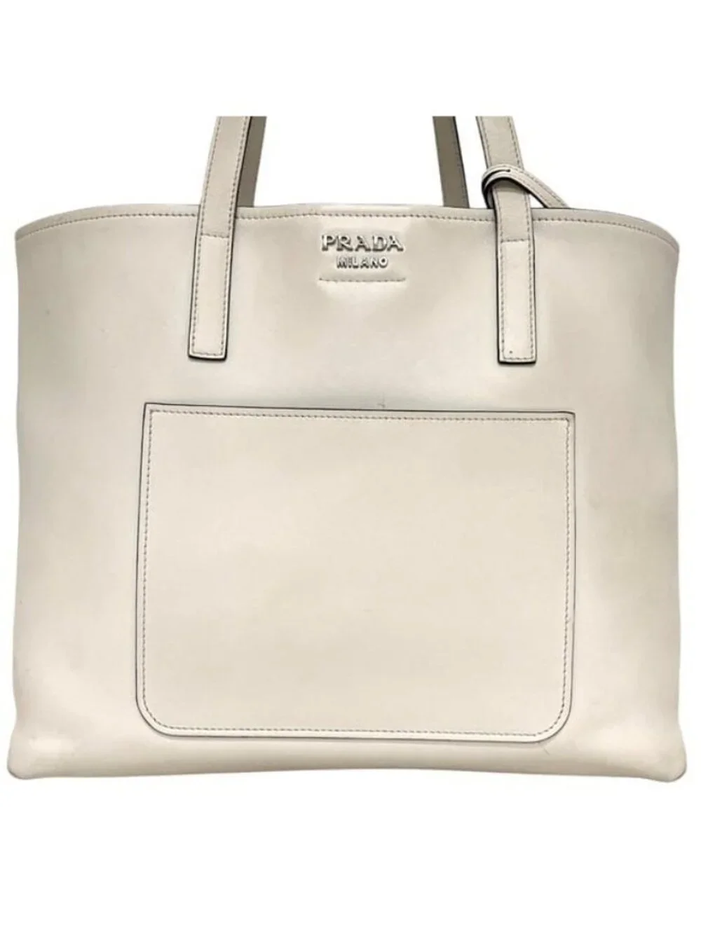 Prada Tote White Pouch with Leather 247 Shoulder Document
